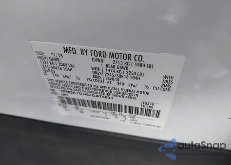 2018 Ford Explorer Xlt z USA, uszkodzony, nr VIN 1FM5K7DH6JGA79803